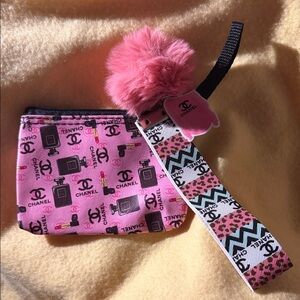 Chanel Pink Logo Card & Key Holder Set